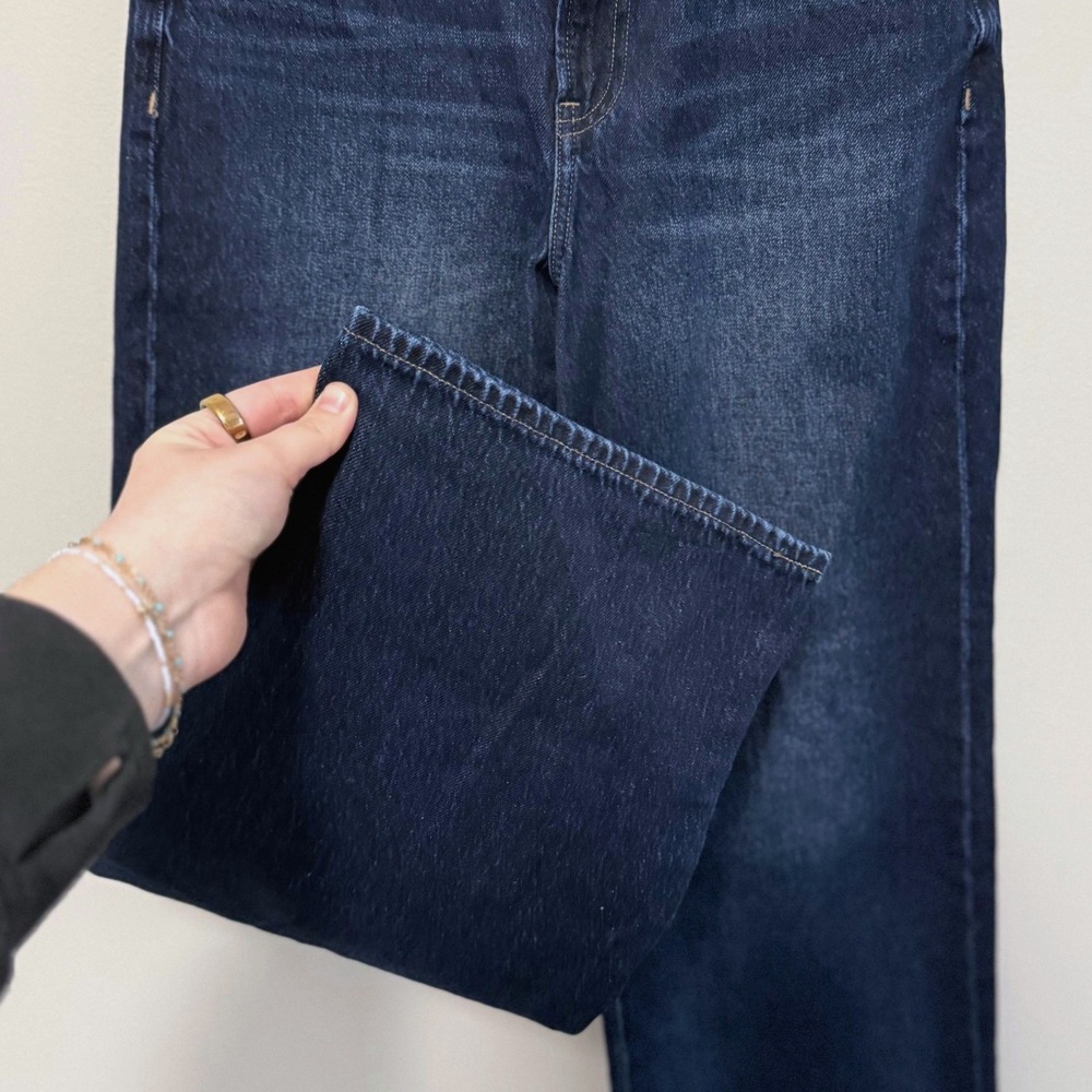 Express Women's Dark Wash High Rise Wide Leg 100% Cotton Denim Jeans Size 4S - Picture 5 of 10